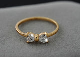 Crystal Rings Gold Color Finger Bow Ring Wedding Engagement Cubic Zirconia