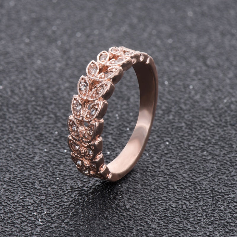 Top Quality Gold Classical Crystal Wedding Ring Rose Gold Color