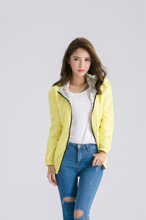 Women Bomber Basic Jacket Pocket Zipper Hooded Wear Cartoon - Shopizhu
