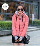 Winter Jacket women Outerwear solid hooded Coats Short - Shopizhu