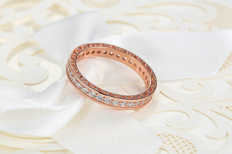 Classic Wedding Finger Ring Rose Gold Color Rings with Zircon 3mm