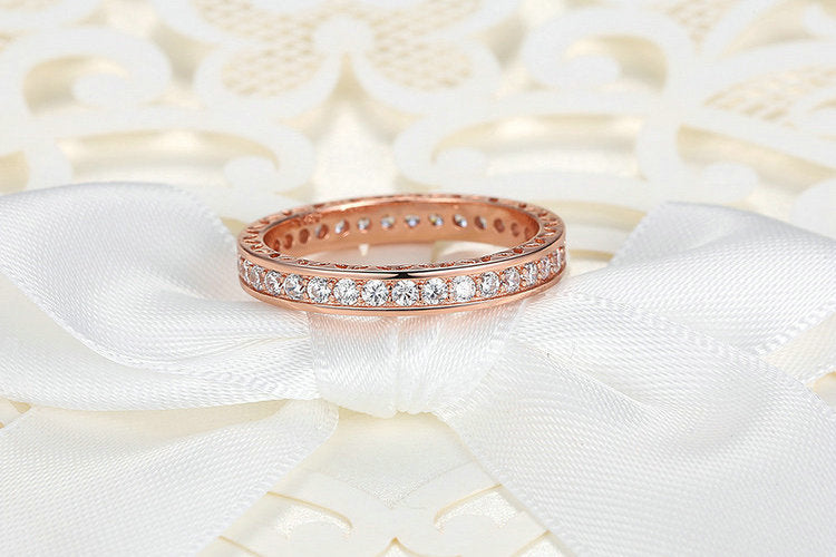 Classic Wedding Finger Ring Rose Gold Color Rings with Zircon 3mm