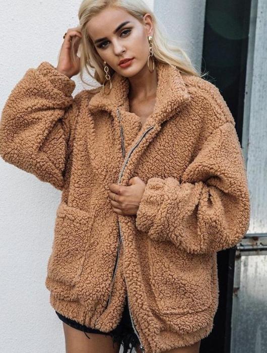 Jacket coat Winter warm hairly jacket Women autumn ladies outerwear female overcoat - Shopizhu