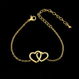 Double Heart Bracelet Rose Gold Jewelry Stainless Steel Chain