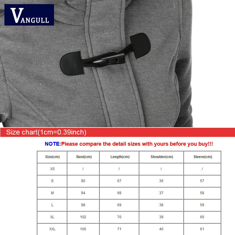 Women Causal Coat Overcoat Hooded Coat Zipper Horn Button - Shopizhu