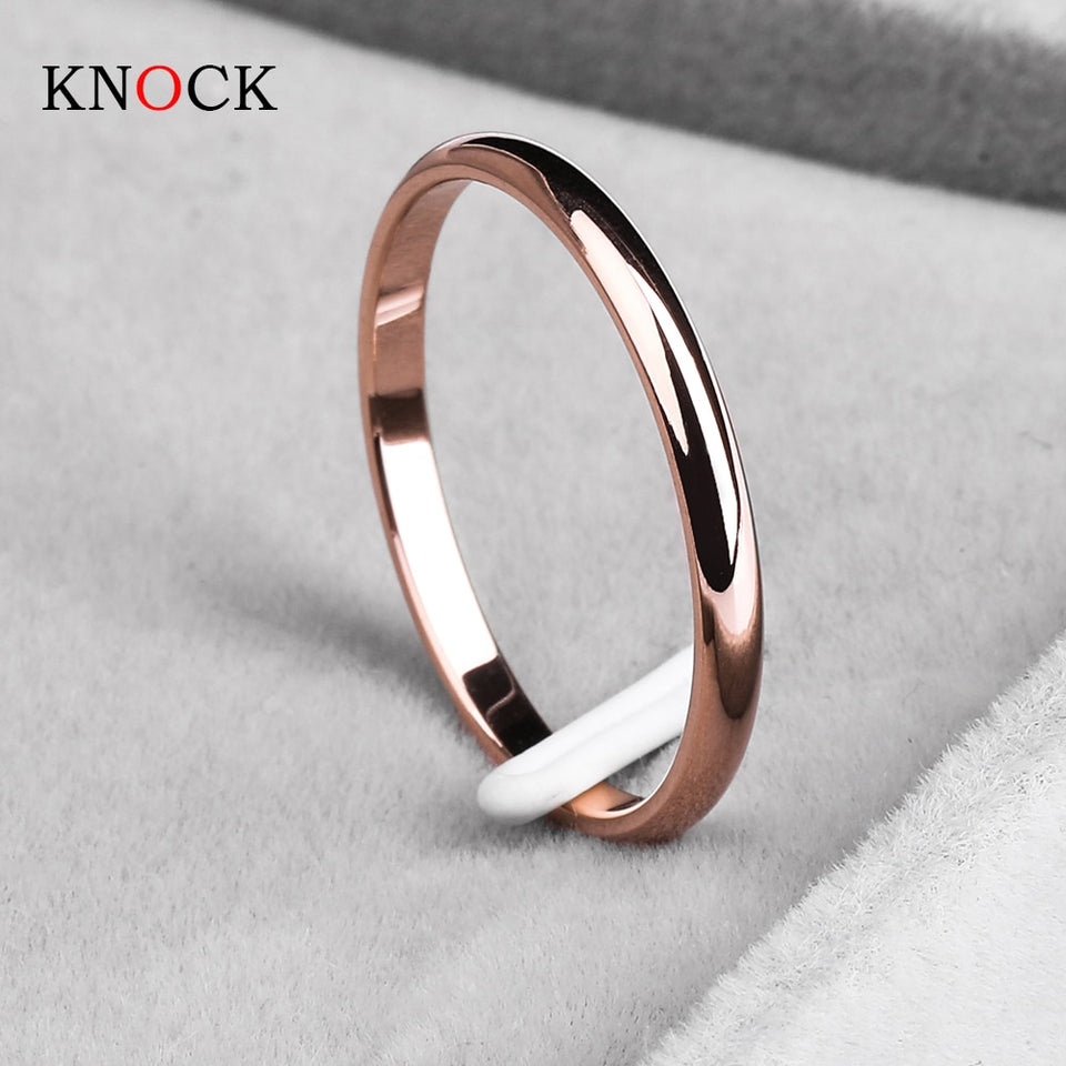 Titanium Steel  Rose Gold  Smooth  Simple Wedding Couples Rings Gift