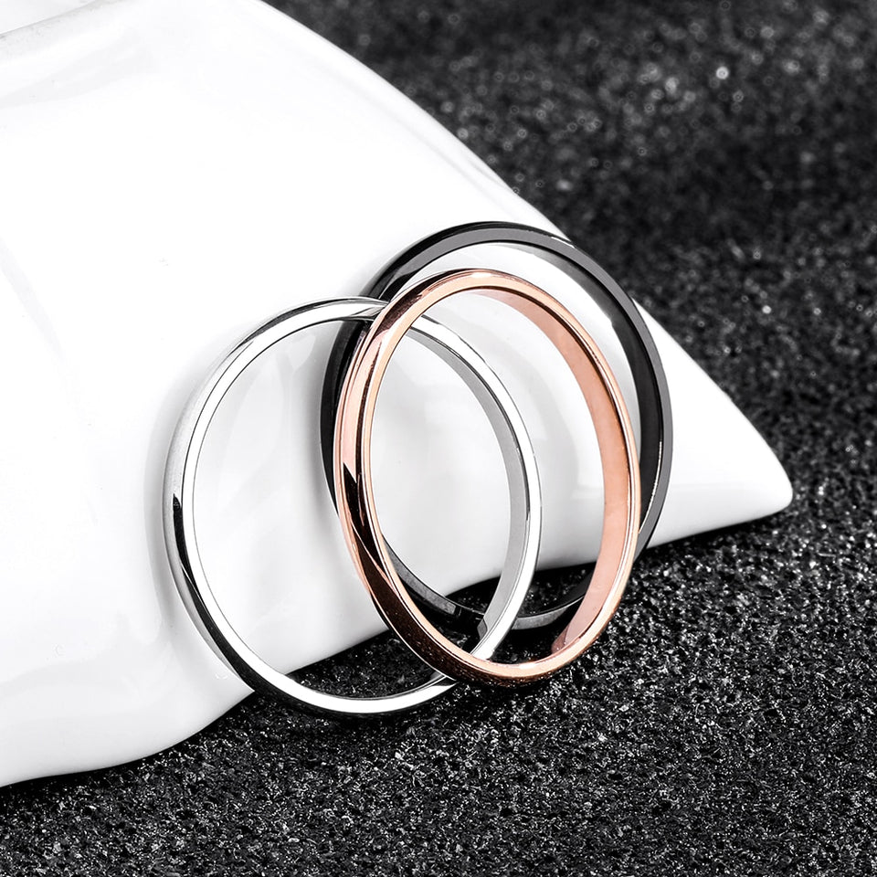 Titanium Steel  Rose Gold  Smooth  Simple Wedding Couples Rings Gift