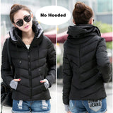 Winter Jacket women Outerwear solid hooded Coats Short - Shopizhu