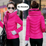Winter Jacket women Outerwear solid hooded Coats Short - Shopizhu