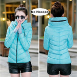 Winter Jacket women Outerwear solid hooded Coats Short - Shopizhu