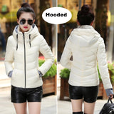 Winter Jacket women Outerwear solid hooded Coats Short - Shopizhu