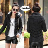 Winter Jacket women Outerwear solid hooded Coats Short - Shopizhu