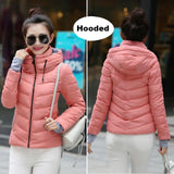 Winter Jacket women Outerwear solid hooded Coats Short - Shopizhu