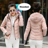 Winter Jacket women Outerwear solid hooded Coats Short - Shopizhu
