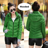 Winter Jacket women Outerwear solid hooded Coats Short - Shopizhu