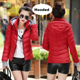 Winter Jacket women Outerwear solid hooded Coats Short - Shopizhu