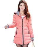 Jacket female long parka winter hooded cotton - Shopizhu