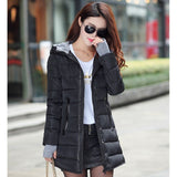 Jacket female long parka winter hooded cotton - Shopizhu