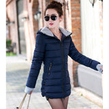 Jacket female long parka winter hooded cotton - Shopizhu
