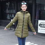 Jacket female long parka winter hooded cotton - Shopizhu