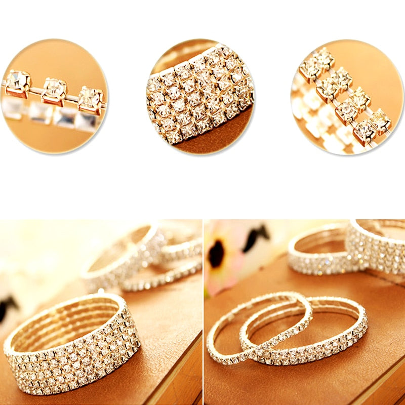 Fashion Crystal Stretch Shine Bracelets couple Wedding Bridal Gift