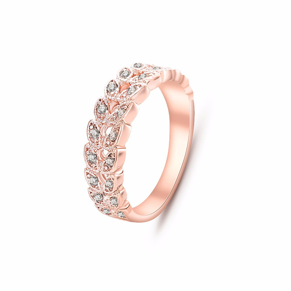 Top Quality Gold Classical Crystal Wedding Ring Rose Gold Color