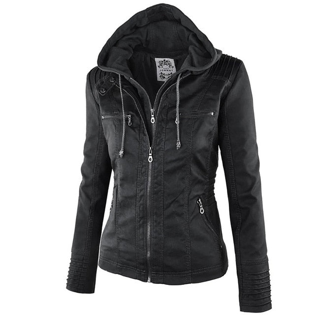 Winter Faux Leather Jacket Women Casual Basic Jackets Waterproof Windproof
