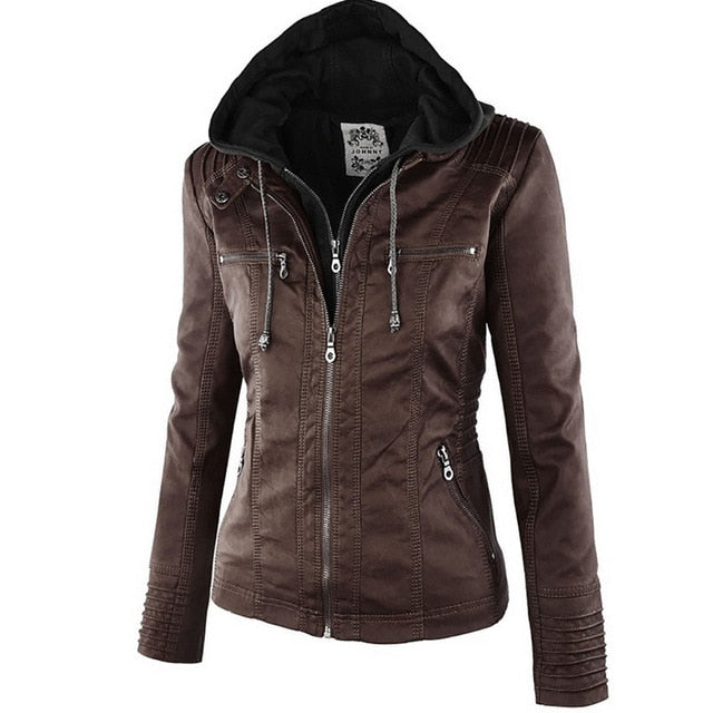 Winter Faux Leather Jacket Women Casual Basic Jackets Waterproof Windproof