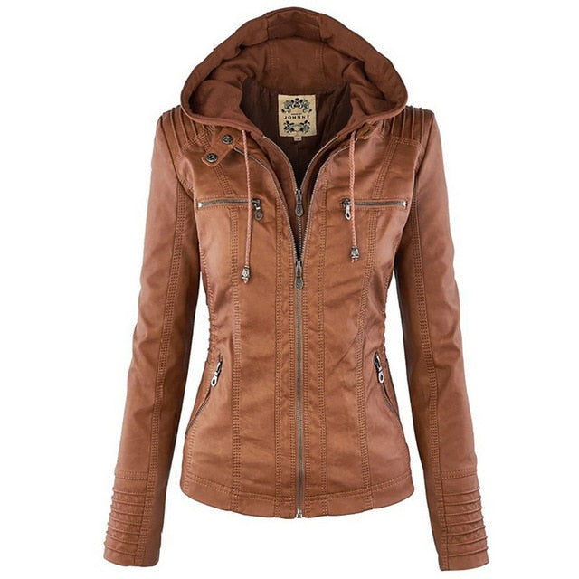 Winter Faux Leather Jacket Women Casual Basic Jackets Waterproof Windproof