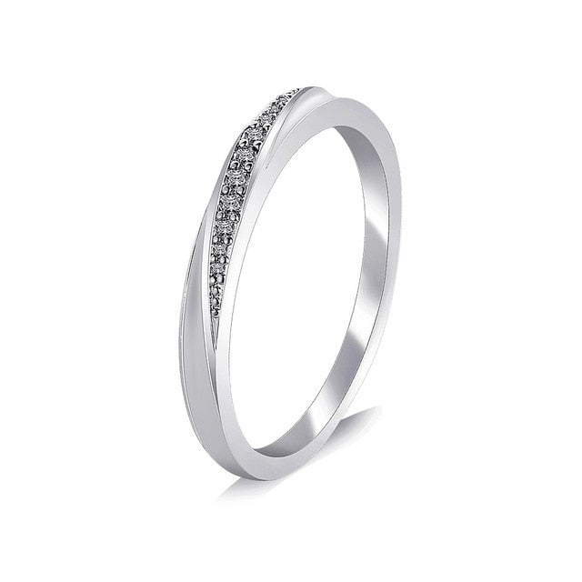 Rose Gold Color Wedding Ring Jewelry Top Quality Simple Cubic Zirconia Lovers