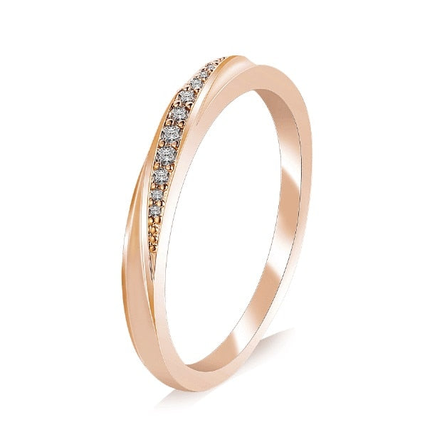 Rose Gold Color Wedding Ring Jewelry Top Quality Simple Cubic Zirconia Lovers