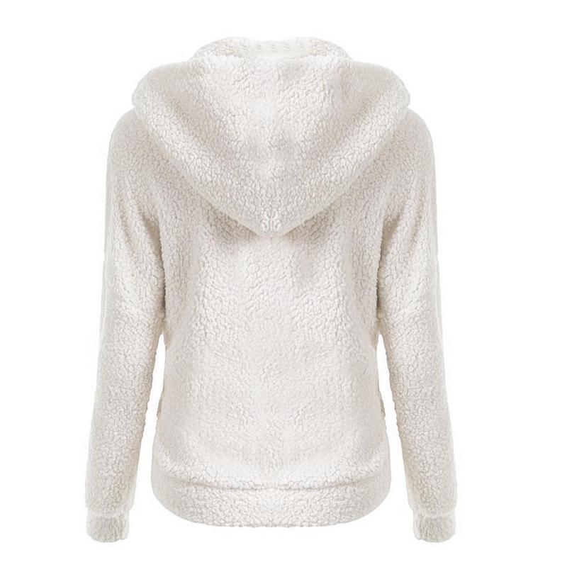 Women Solid Soft Fleece Winter Autumn Warm Jacket Hooded Casual - Shopizhu