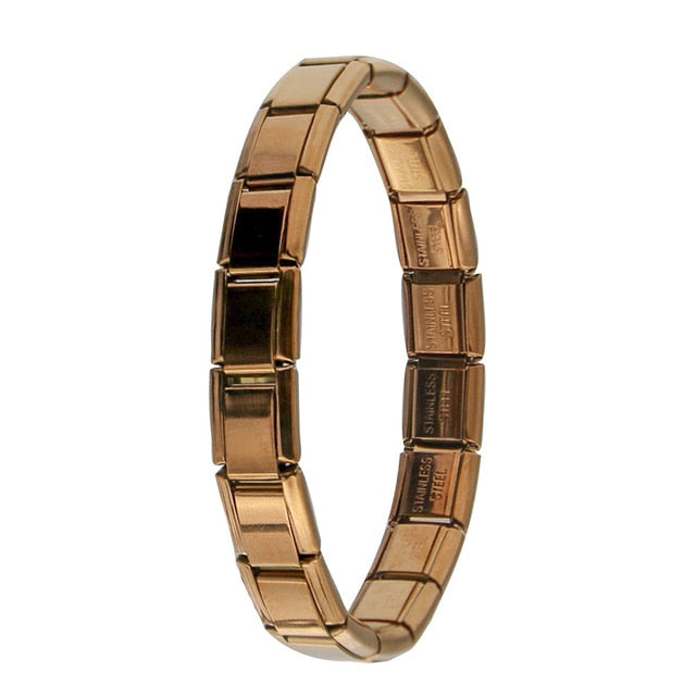 Hapiship 2018 Women's Jewelry 9mm Width Itanlian Elastic Charm Bracelet  Fashion Silver Stainless Steel Bangle ST-Silver