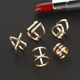 5 Pcs/ Set Classic Gold Colour V Chevron Rings Geometrical Irregular Ring Set