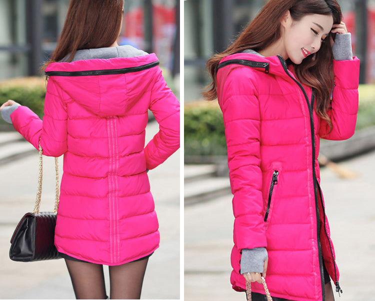 Jacket female long parka winter hooded cotton - Shopizhu