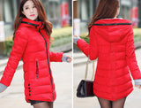 Jacket female long parka winter hooded cotton - Shopizhu