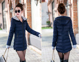 Jacket female long parka winter hooded cotton - Shopizhu