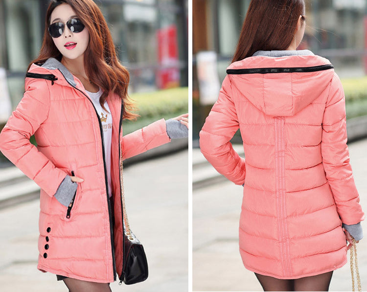 Jacket female long parka winter hooded cotton - Shopizhu