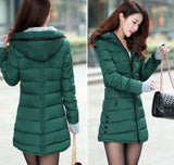 Jacket female long parka winter hooded cotton - Shopizhu