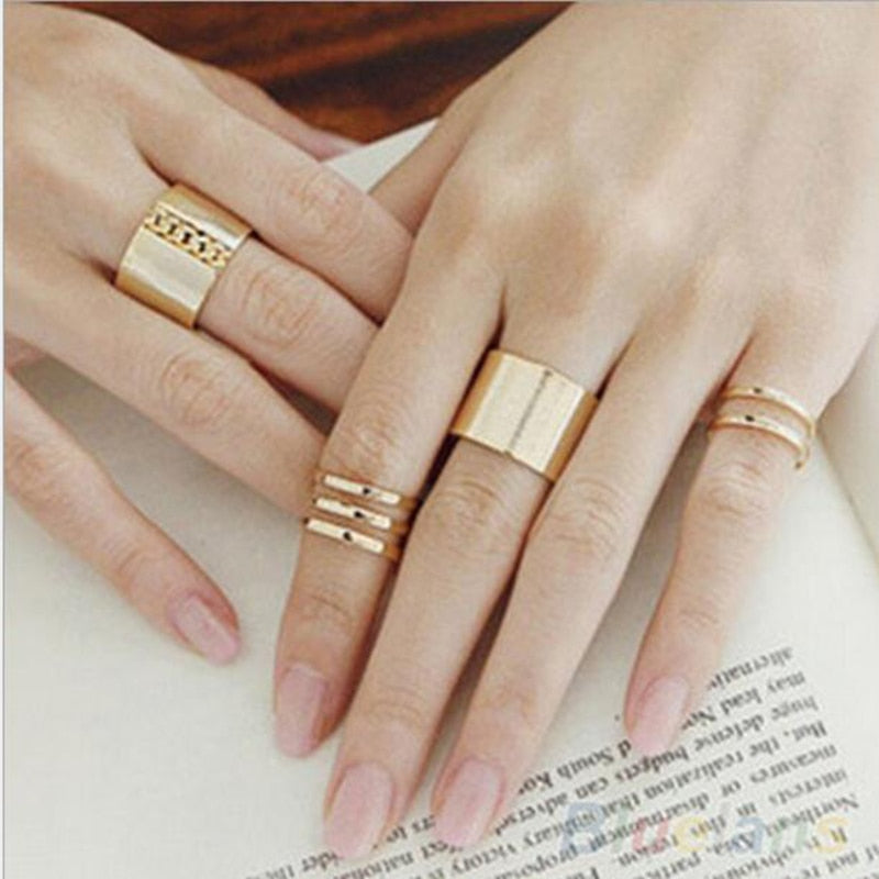 Gold Silver Rings Female Finger Rings Set for Women Jewelry 1 Set/3 Pcs Punk