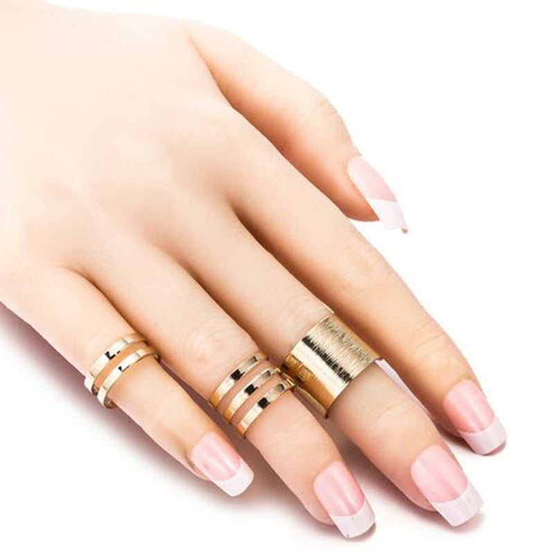 Gold Silver Rings Female Finger Rings Set for Women Jewelry 1 Set/3 Pcs Punk