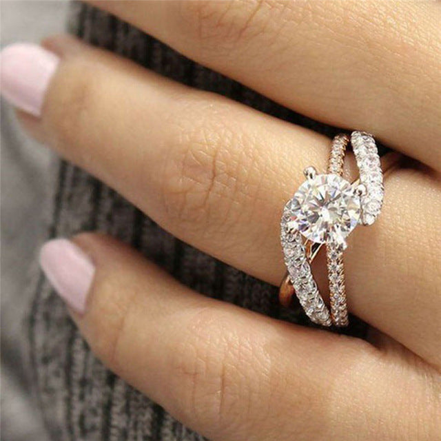 Engagement Rings For Women Ladies Rose Gold Wedding Ring Jewelry Gifts
