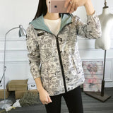 Women Bomber Basic Jacket Pocket Zipper Hooded Wear Cartoon - Shopizhu