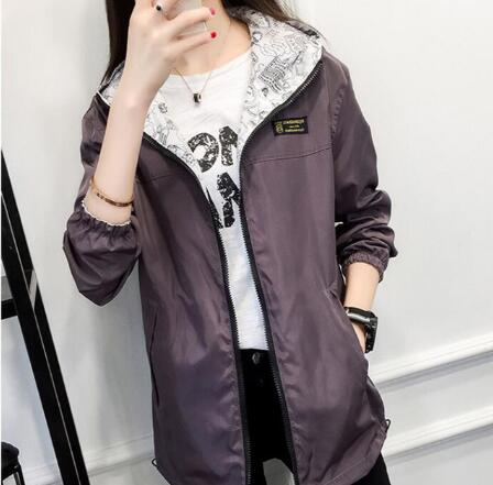 Women Bomber Basic Jacket Pocket Zipper Hooded Wear Cartoon - Shopizhu