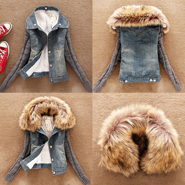 Fashion Good Quality Winter Women Jeans Coat Fleece Short Denim - Shopizhu