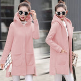 Autumn Winter Women's Fleece Jacket Coats Long HoodedSlim Fit Hoodies - Shopizhu