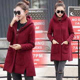 Autumn Winter Women's Fleece Jacket Coats Long HoodedSlim Fit Hoodies - Shopizhu