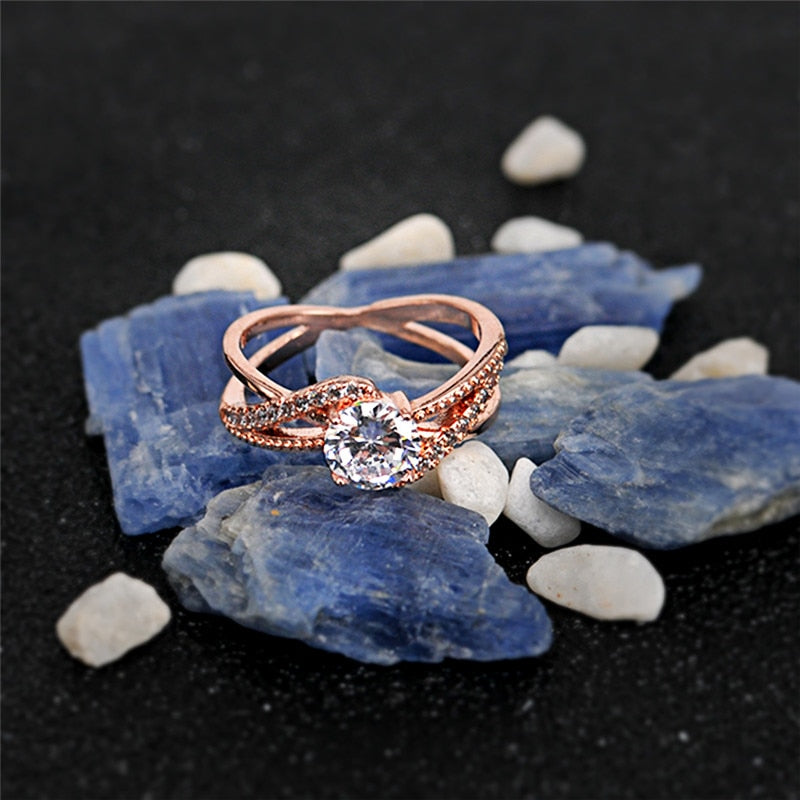 Engagement Rings For Women Ladies Rose Gold Wedding Ring Jewelry Gifts