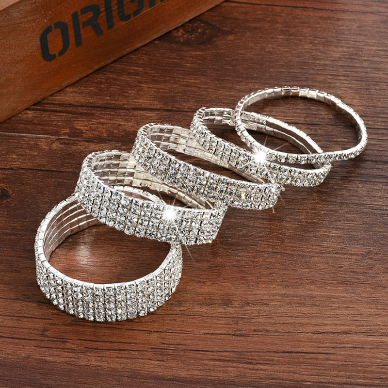 Fashion Crystal Stretch Shine Bracelets couple Wedding Bridal Gift