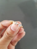 Crystal Rings Gold Color Finger Bow Ring Wedding Engagement Cubic Zirconia